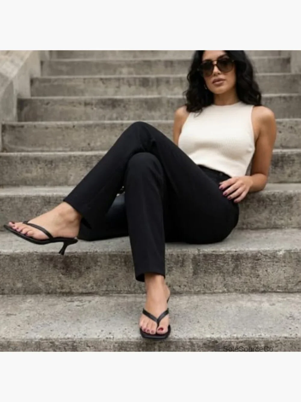 Kitten Heel Thong Sandals - Memory Foam, Slip On Dressy Heels